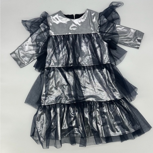 Silver Gray Tiered Ruffled Dress - Picture 8 of 11